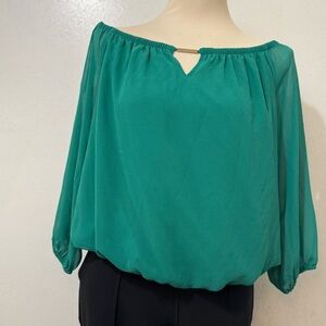 Thalia Sodi Vibrant Green Off-Shoulder Blouse